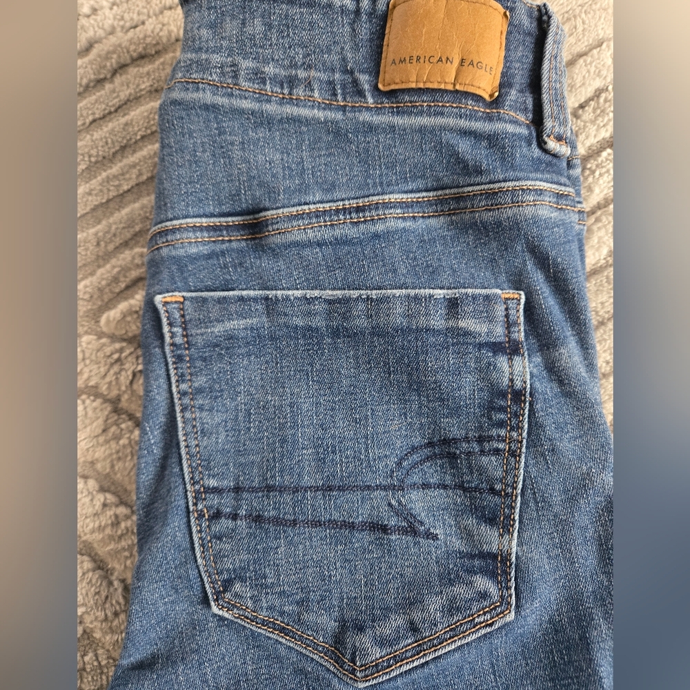 American Eagle Outfitters Women's Size 6 X-long Blue Jeggings High Rise - Picture 2 of 5